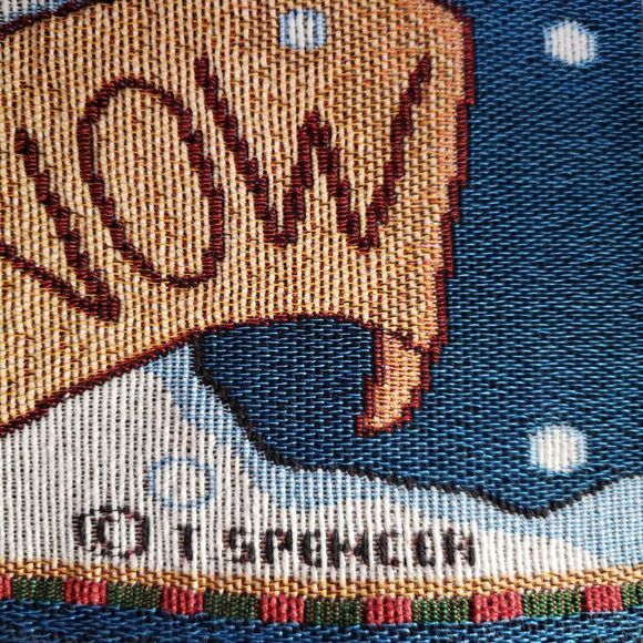 Cute Christmas Blue Woven Tapestry Snowman Table Runner 70x12 Long Winter - Picture 6 of 6